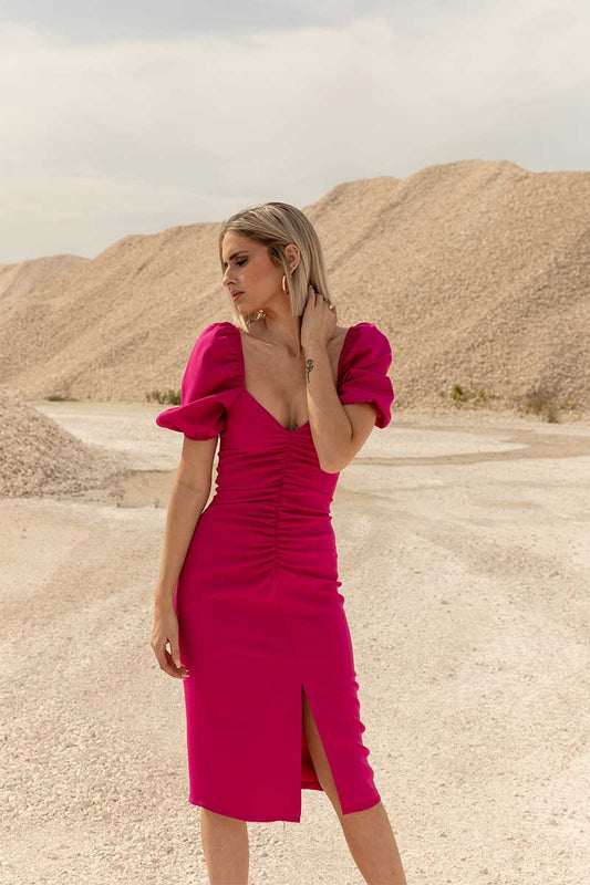 VESTIDO DRAPEADO BUGANVILLA