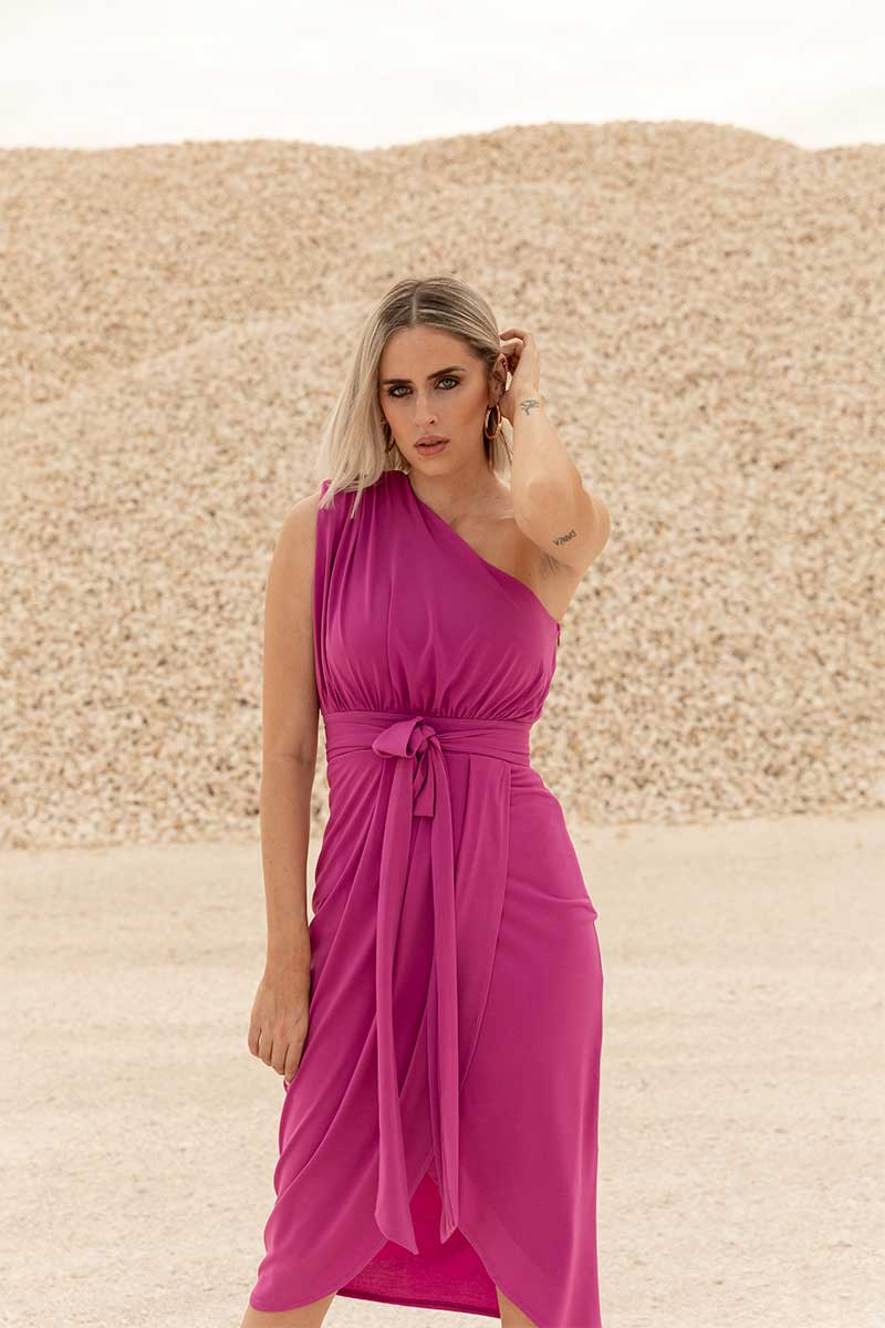 VESTIDO ASIMÉTRICO PUNTO ORQUÍDEA