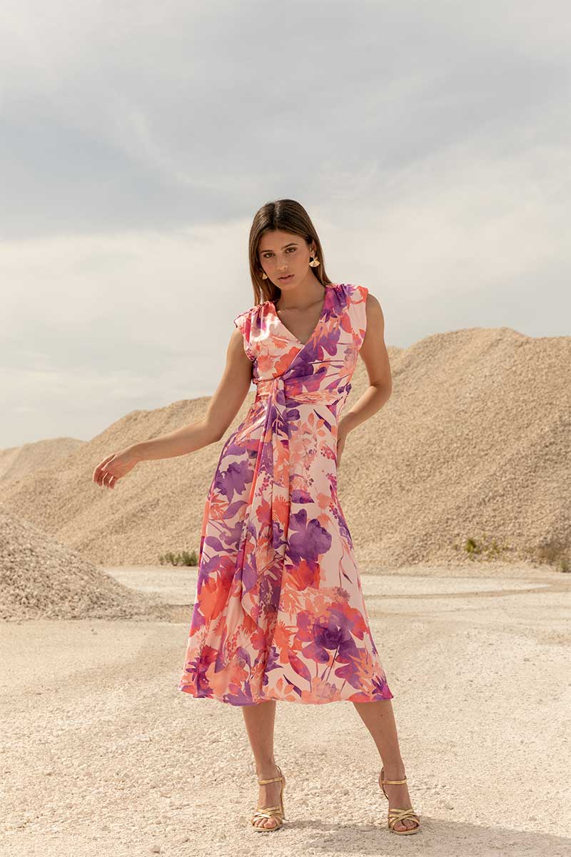 VESTIDO RASO TONOS MORADOS