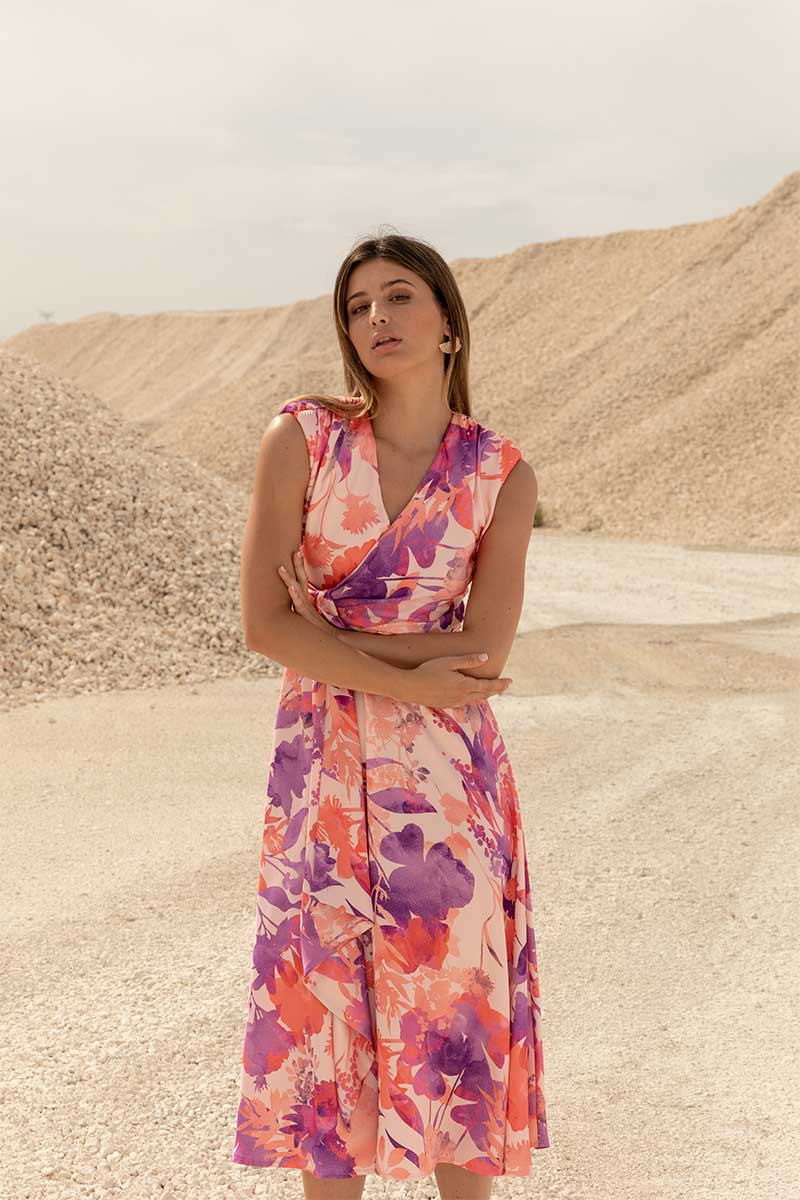 VESTIDO RASO TONOS MORADOS