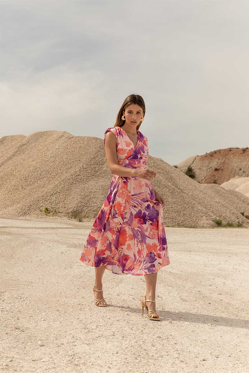 VESTIDO RASO TONOS MORADOS