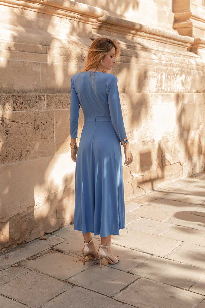 VESTIDO PUNTO AZUL ROYAL ABERTURA