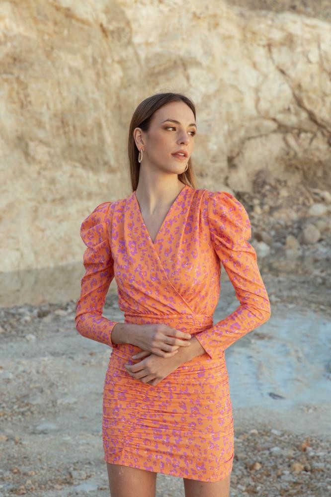 VESTIDO NARANJA ESTAMPADO ANIMAL