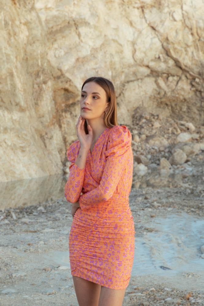 VESTIDO NARANJA ESTAMPADO ANIMAL